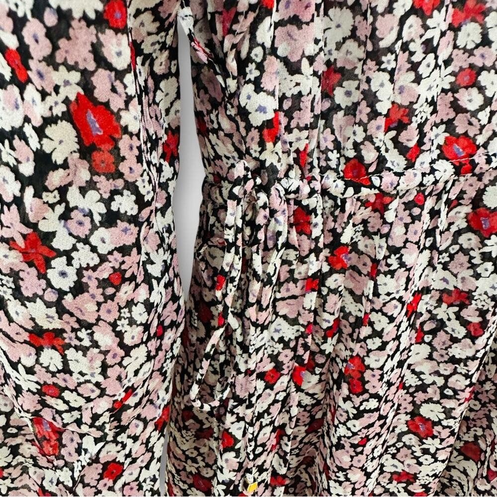 Anthropologie Magali Pascal Kazane Midi Dress Women’s Size XS Black Red Floral - Picture 7 of 15